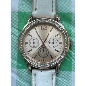 FMD Rose Gold Tone White Band Women’s Quartz Watch